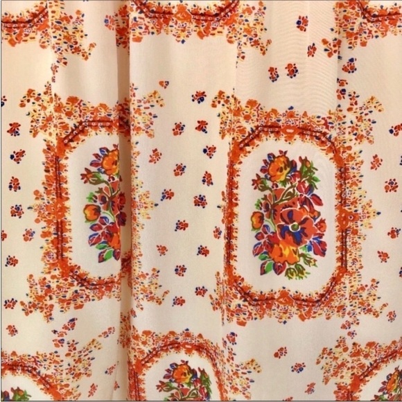 Madewell ivory orange silk floral print twisted open back dress size 4 - Picture 6 of 8